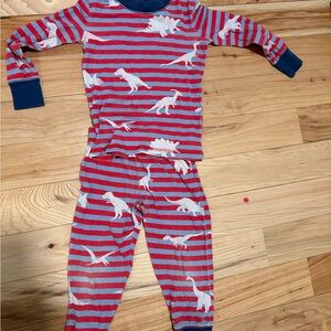 Mini Boden Red and Blue Dinosaur Pajama Set